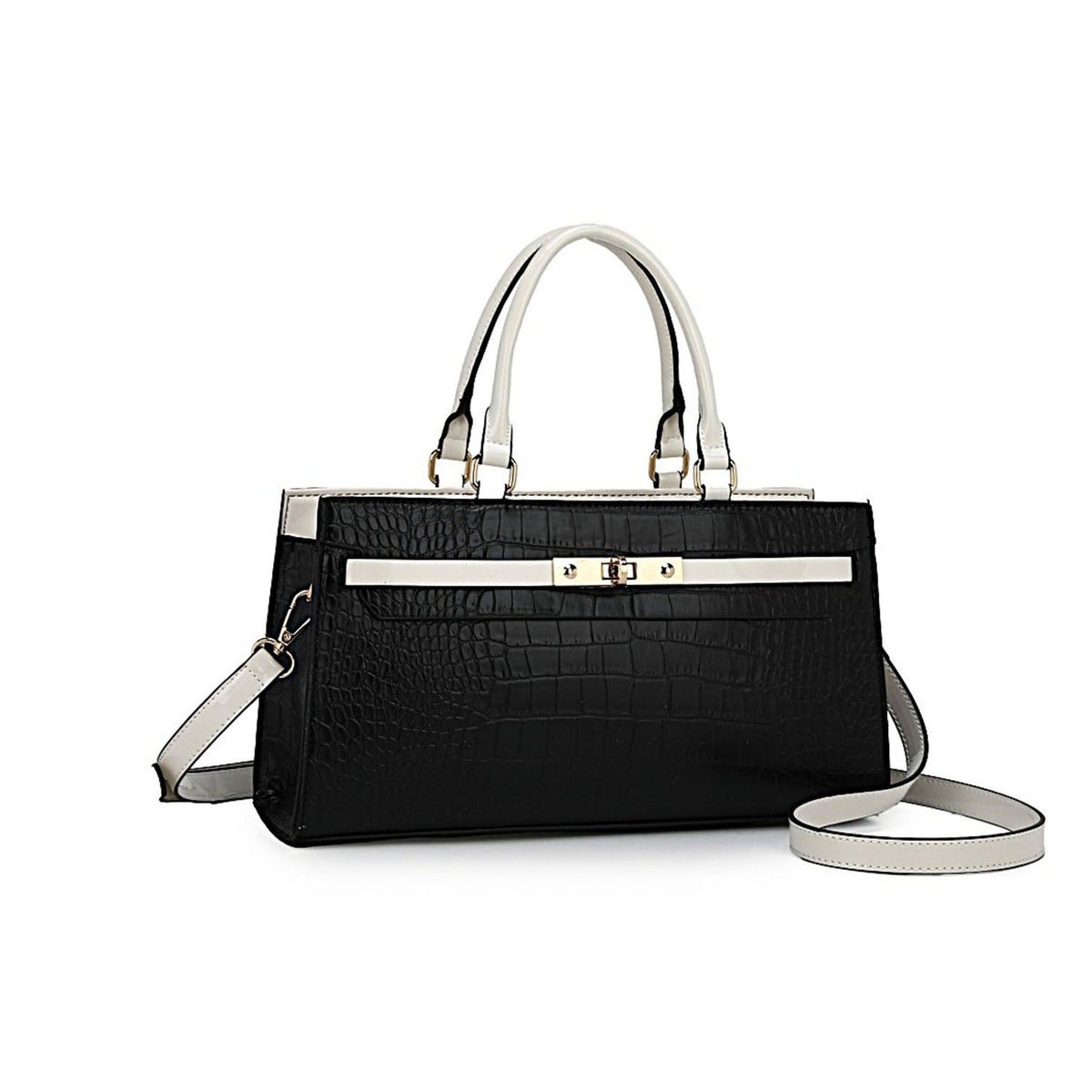 MKF Collection Colby Satchel Bag Stylish Vegan Leather Elegant Purse - Black