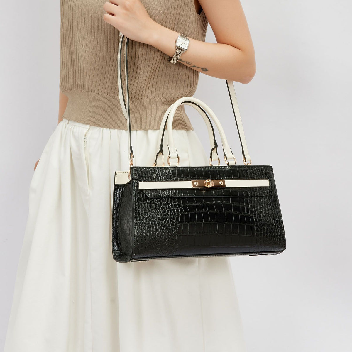 MKF Collection Colby Satchel Bag Stylish Vegan Leather Elegant Purse - Black
