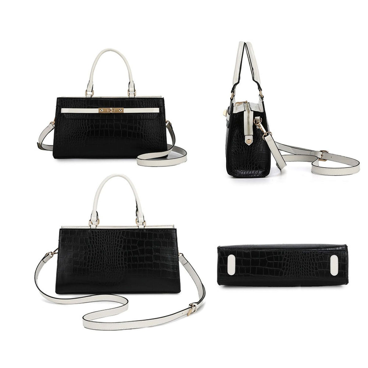MKF Collection Colby Satchel Bag Stylish Vegan Leather Elegant Purse - Black