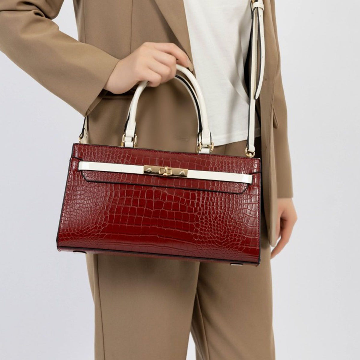 MKF Collection Colby Satchel Bag Stylish Vegan Leather Elegant Purse - Deep Red