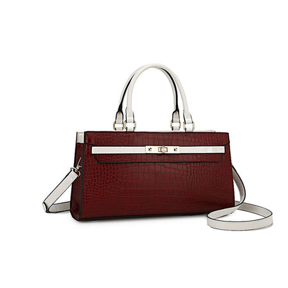 MKF Collection Colby Satchel Bag Stylish Vegan Leather Elegant Purse - Deep Red