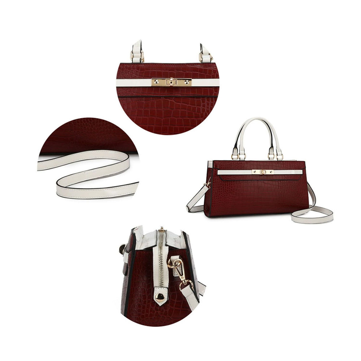 MKF Collection Colby Satchel Bag Stylish Vegan Leather Elegant Purse - Deep Red