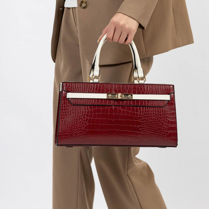 MKF Collection Colby Satchel Bag Stylish Vegan Leather Elegant Purse - Deep Red