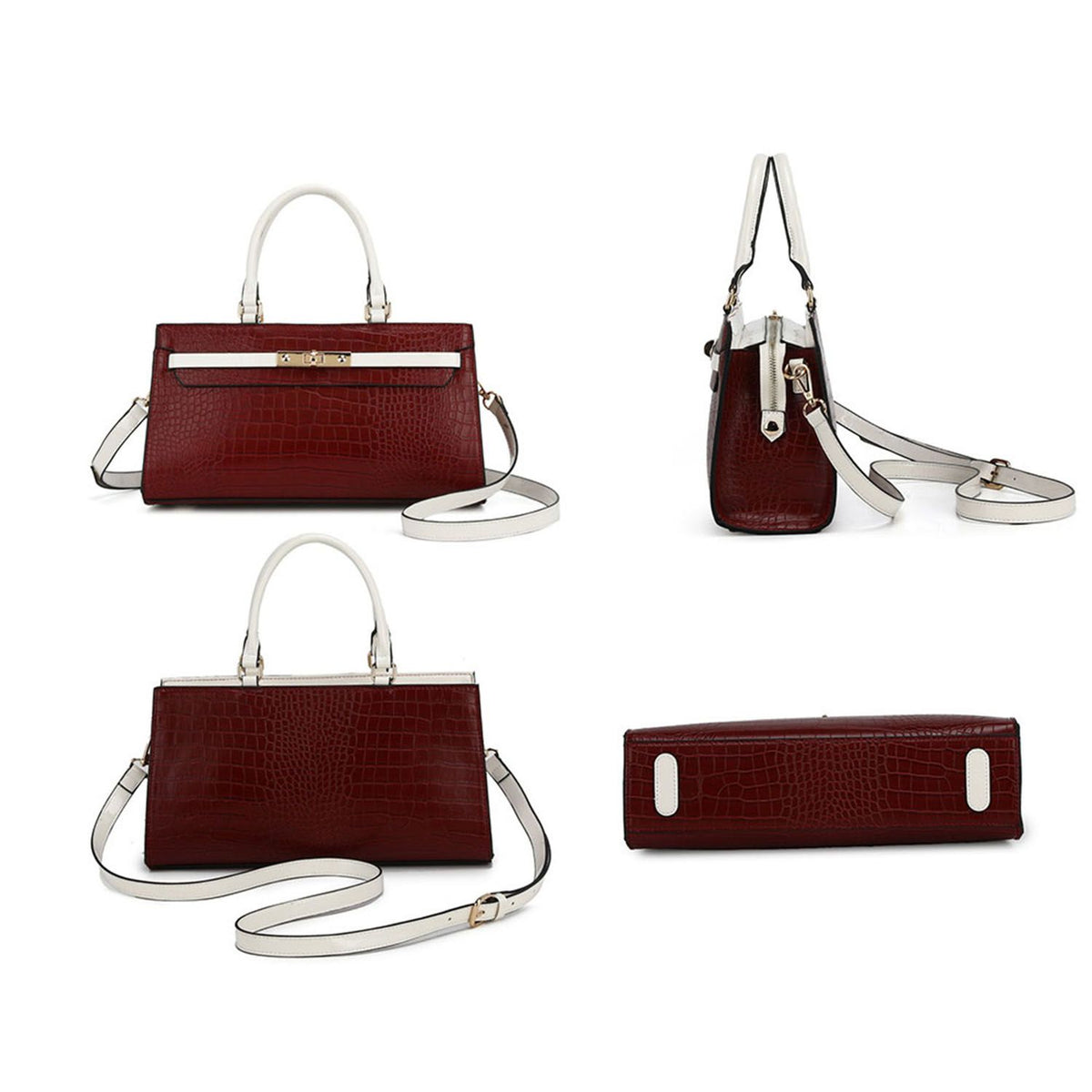 MKF Collection Colby Satchel Bag Stylish Vegan Leather Elegant Purse - Deep Red