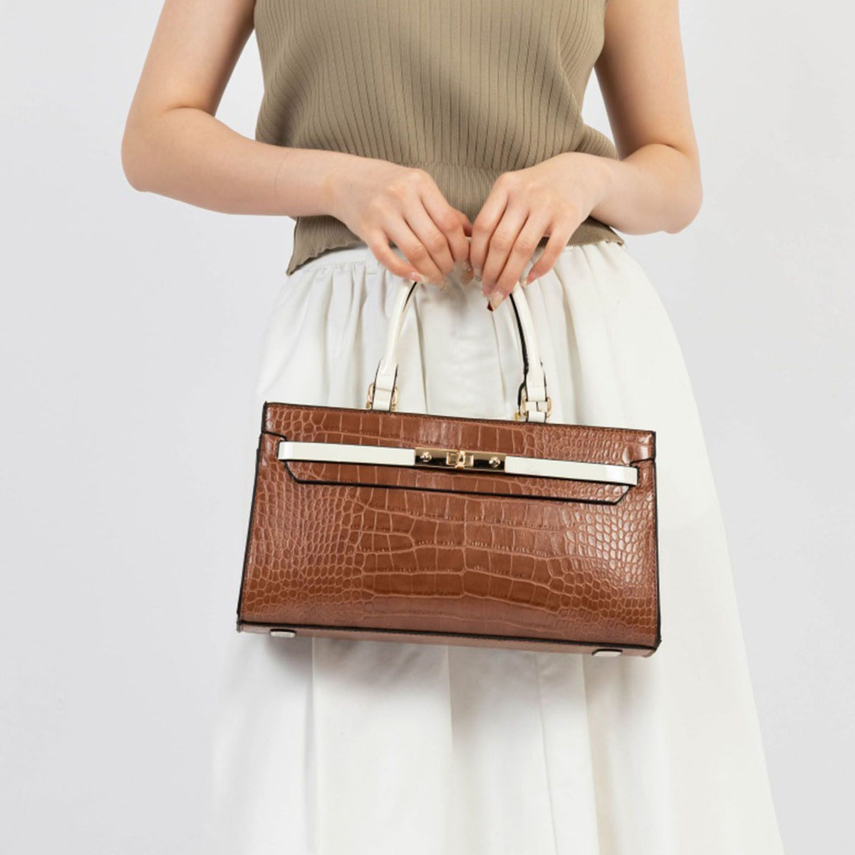 MKF Collection Colby Satchel Bag Stylish Vegan Leather Elegant Purse - Cognac