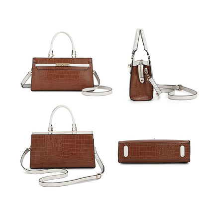 MKF Collection Colby Satchel Bag Stylish Vegan Leather Elegant Purse - Cognac