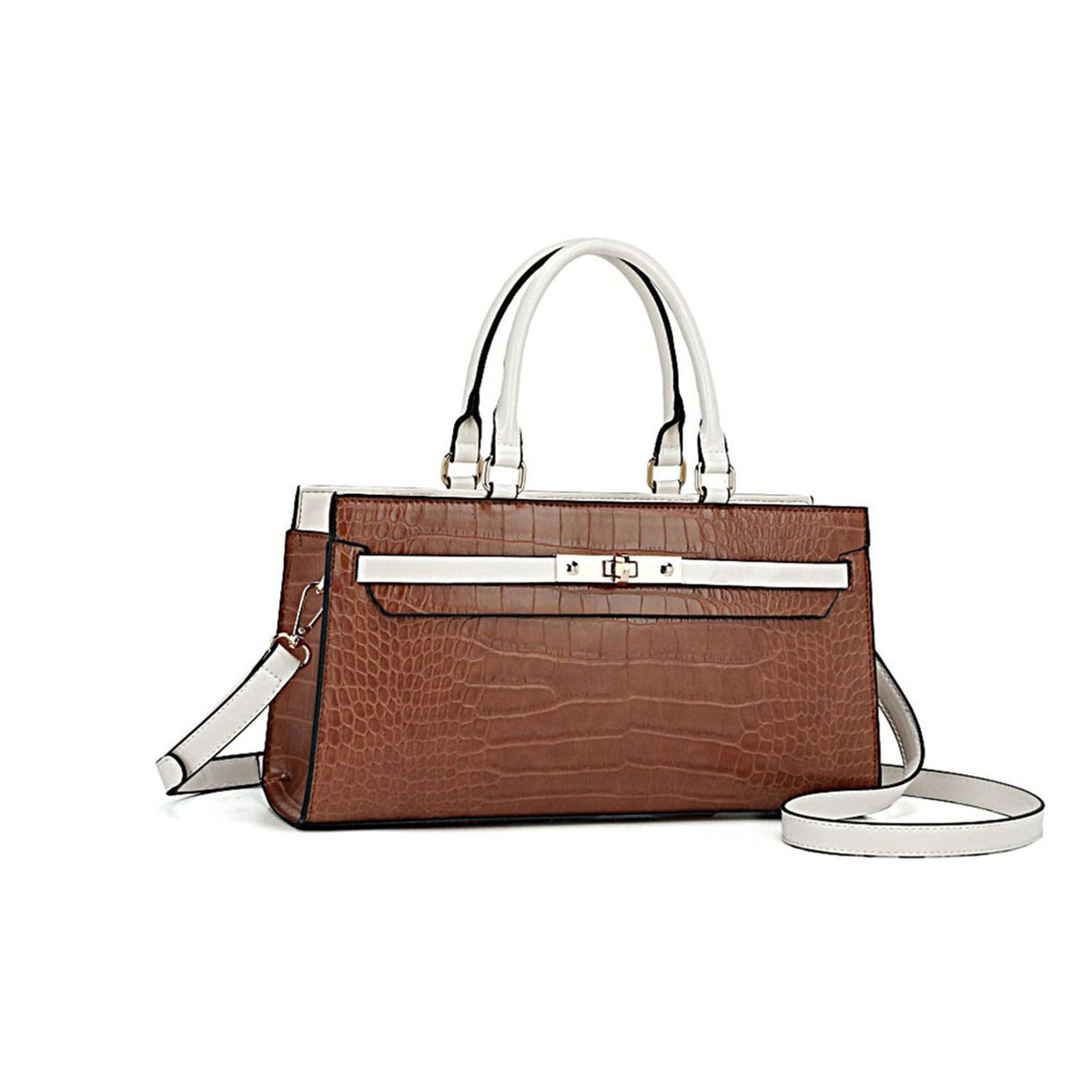 MKF Collection Colby Satchel Bag Stylish Vegan Leather Elegant Purse - Cognac