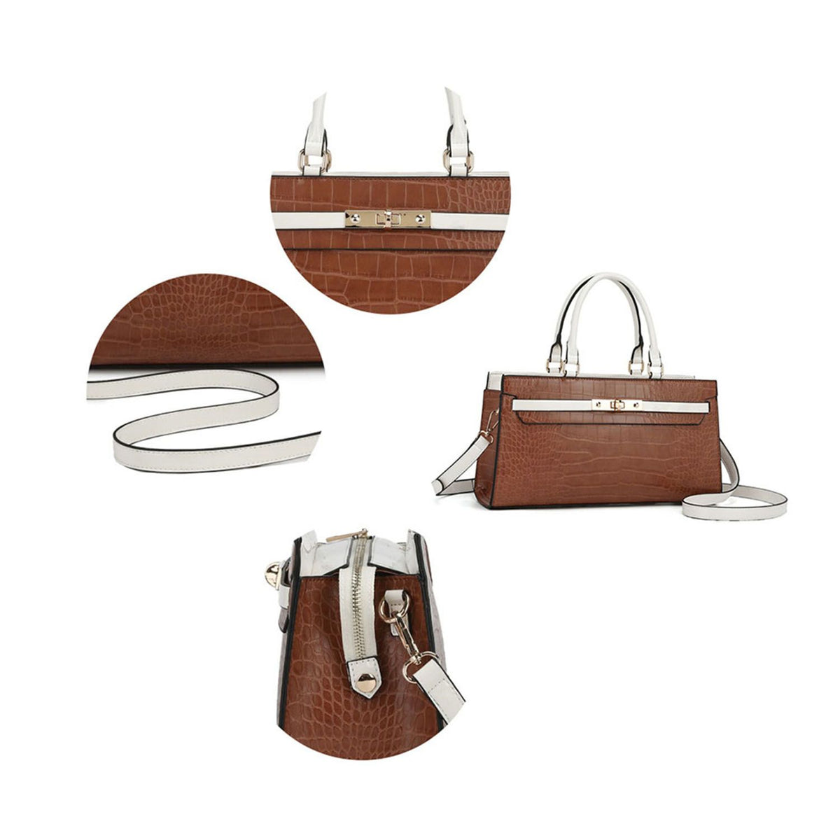 MKF Collection Colby Satchel Bag Stylish Vegan Leather Elegant Purse - Cognac