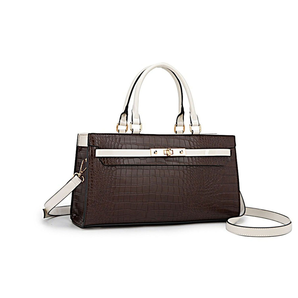 MKF Collection Colby Satchel Bag Stylish Vegan Leather Elegant Purse - Coffee