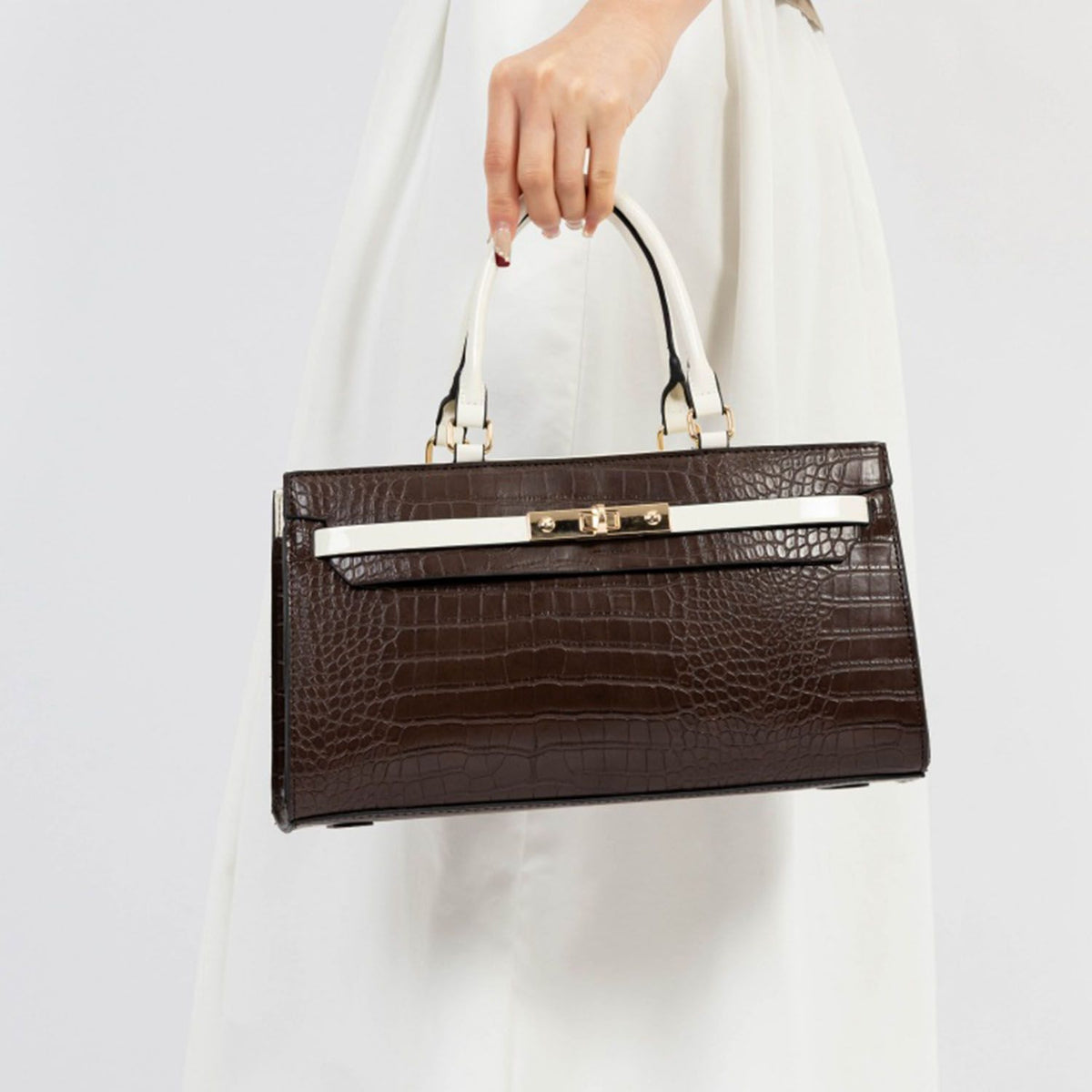 MKF Collection Colby Satchel Bag Stylish Vegan Leather Elegant Purse - Coffee