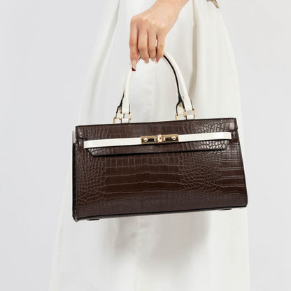 MKF Collection Colby Satchel Bag Stylish Vegan Leather Elegant Purse - Coffee