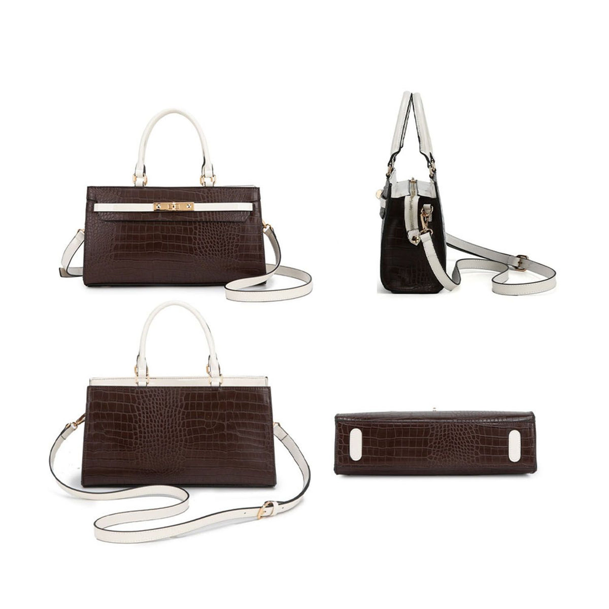 MKF Collection Colby Satchel Bag Stylish Vegan Leather Elegant Purse - Coffee
