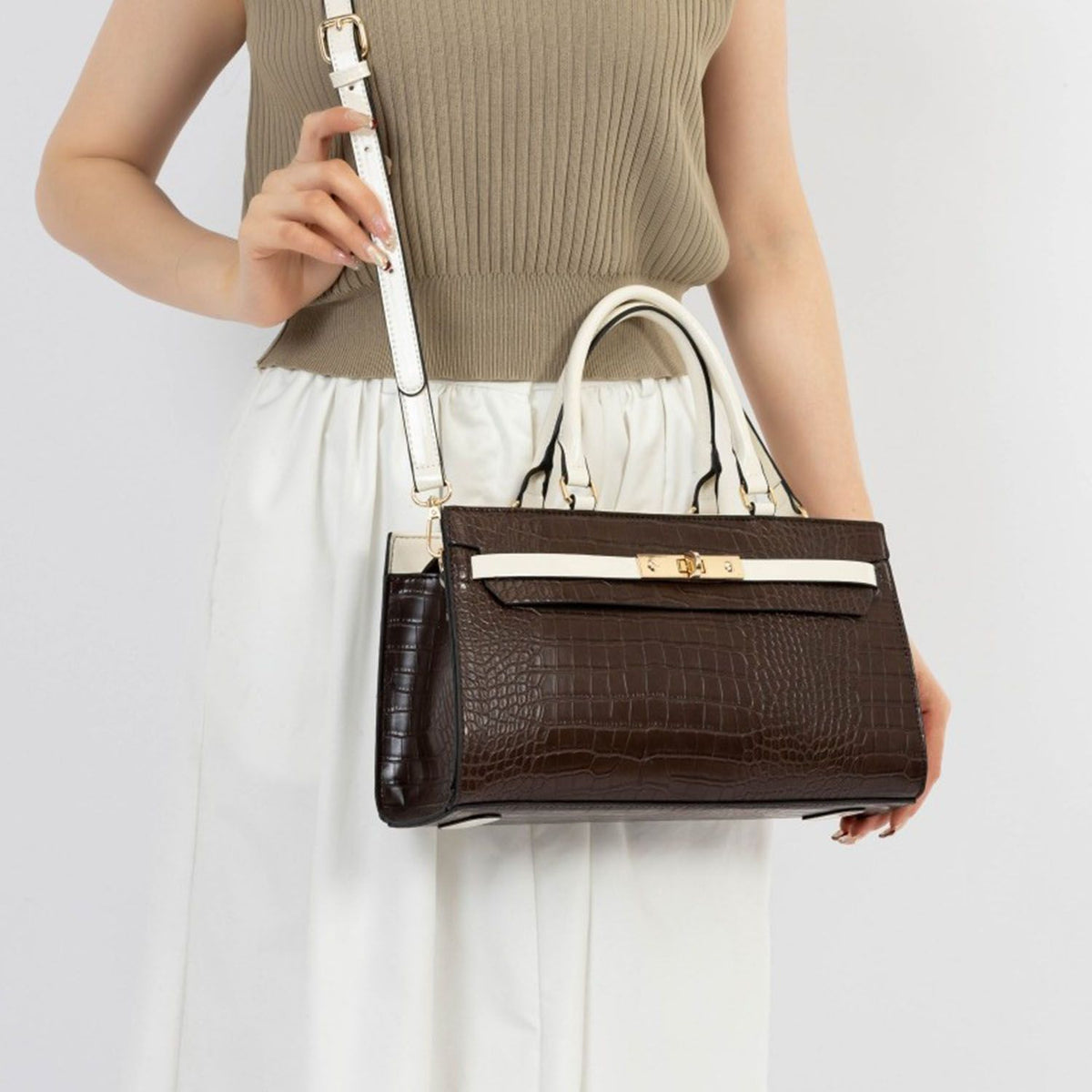 MKF Collection Colby Satchel Bag Stylish Vegan Leather Elegant Purse - Coffee