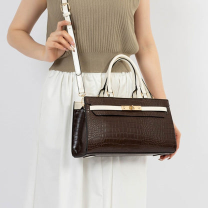 MKF Collection Colby Satchel Bag Stylish Vegan Leather Elegant Purse - Coffee