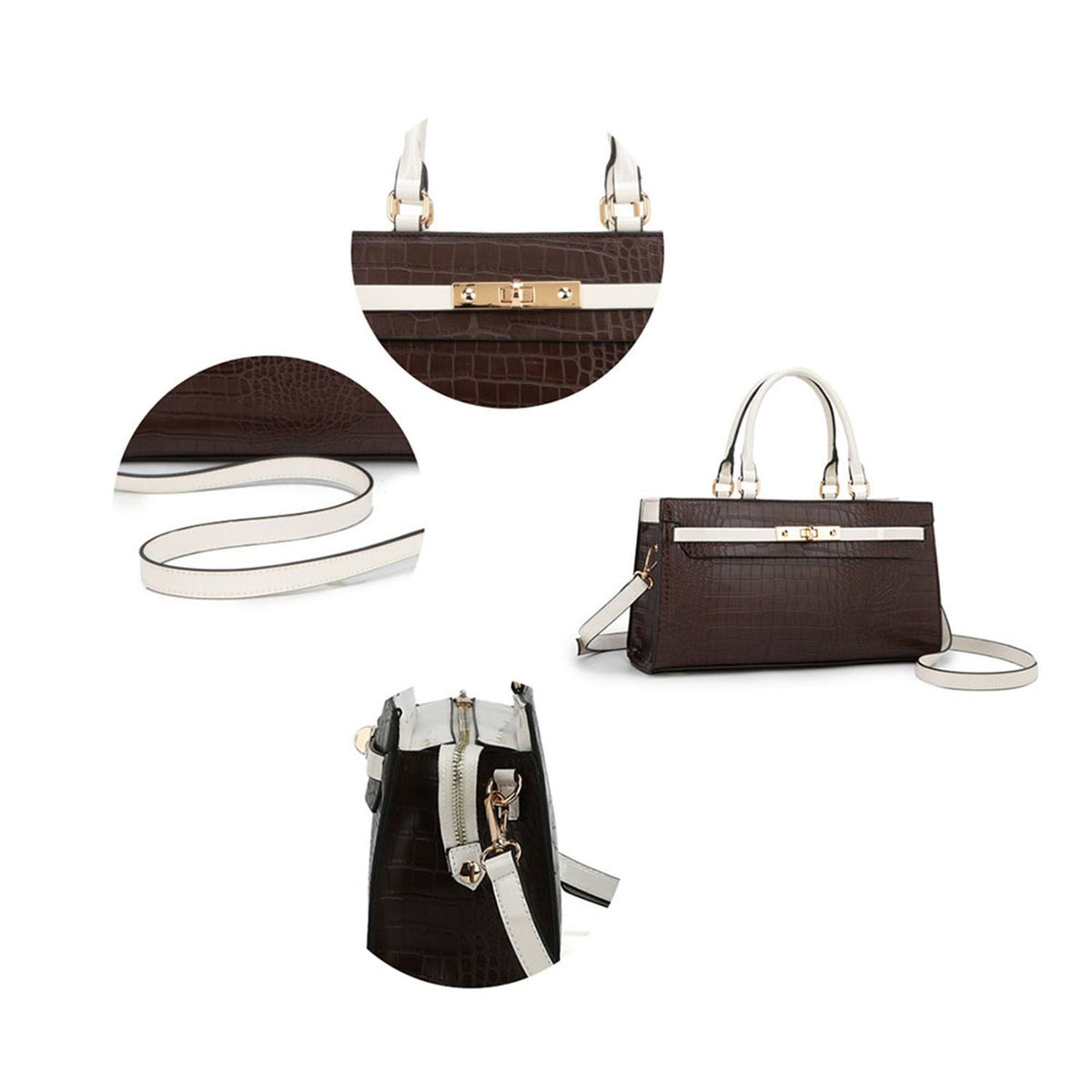 MKF Collection Colby Satchel Bag Stylish Vegan Leather Elegant Purse - Coffee
