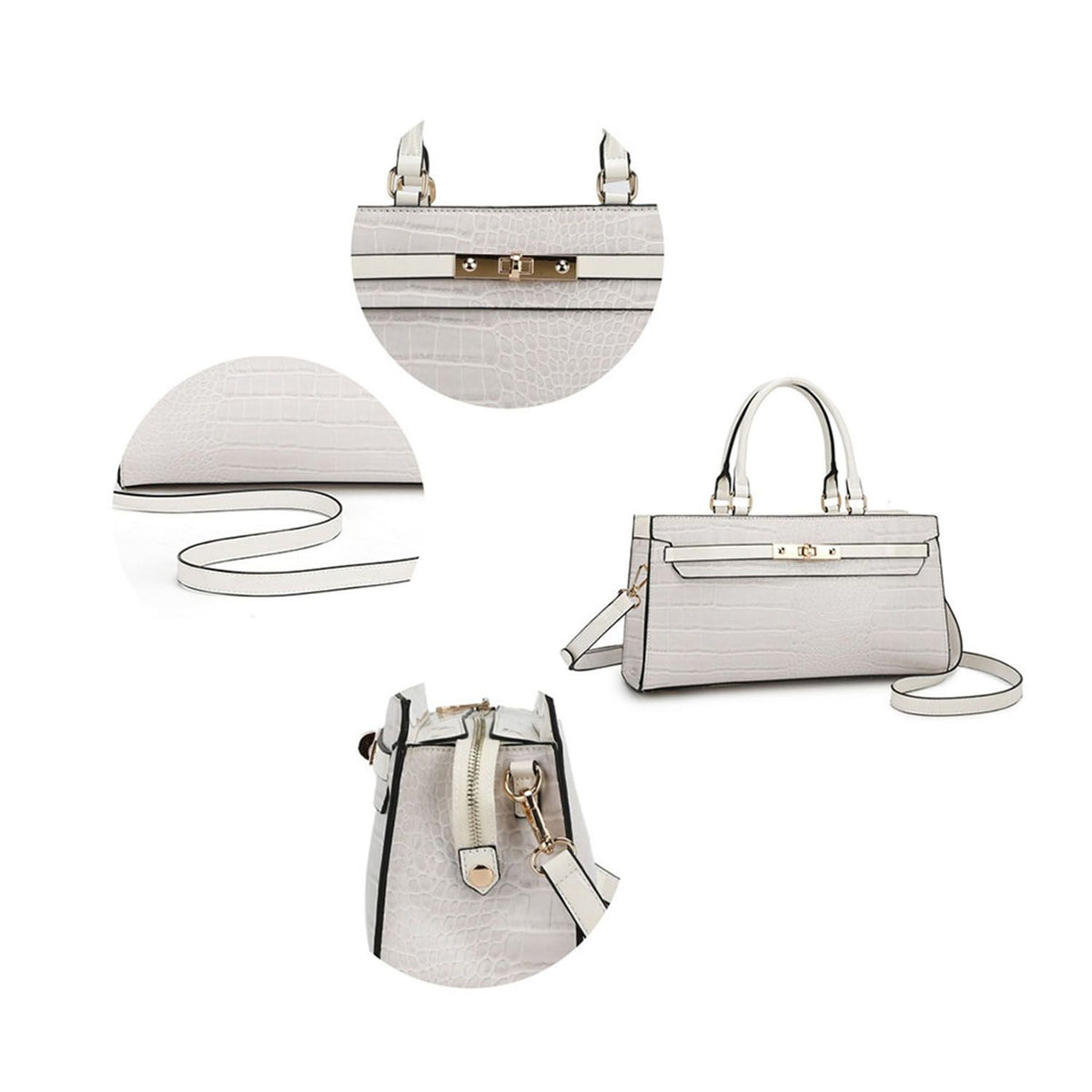 MKF Collection Colby Satchel Bag Stylish Vegan Leather Elegant Purse - Off White