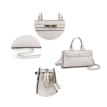 MKF Collection Colby Satchel Bag Stylish Vegan Leather Elegant Purse - Off White