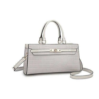 MKF Collection Colby Satchel Bag Stylish Vegan Leather Elegant Purse - Off White