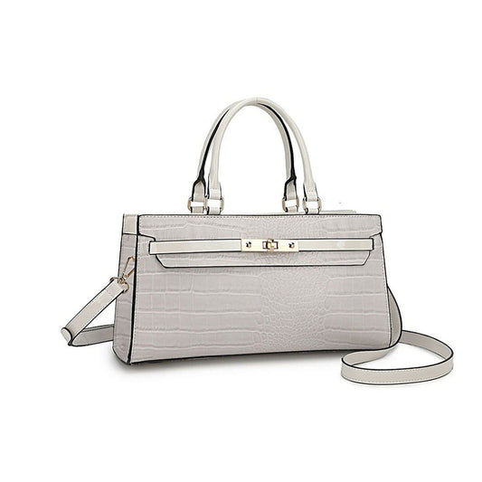 MKF Collection Colby Satchel Bag Stylish Vegan Leather Elegant Purse - Off White