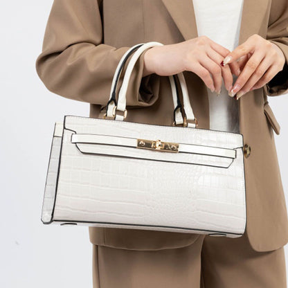 MKF Collection Colby Satchel Bag Stylish Vegan Leather Elegant Purse - Off White