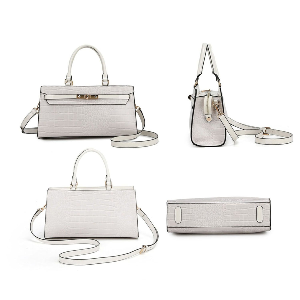 MKF Collection Colby Satchel Bag Stylish Vegan Leather Elegant Purse - Off White
