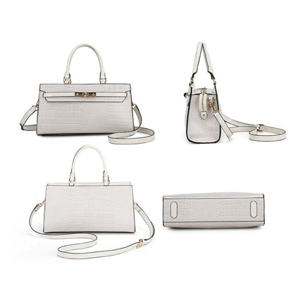 MKF Collection Colby Satchel Bag Stylish Vegan Leather Elegant Purse - Off White