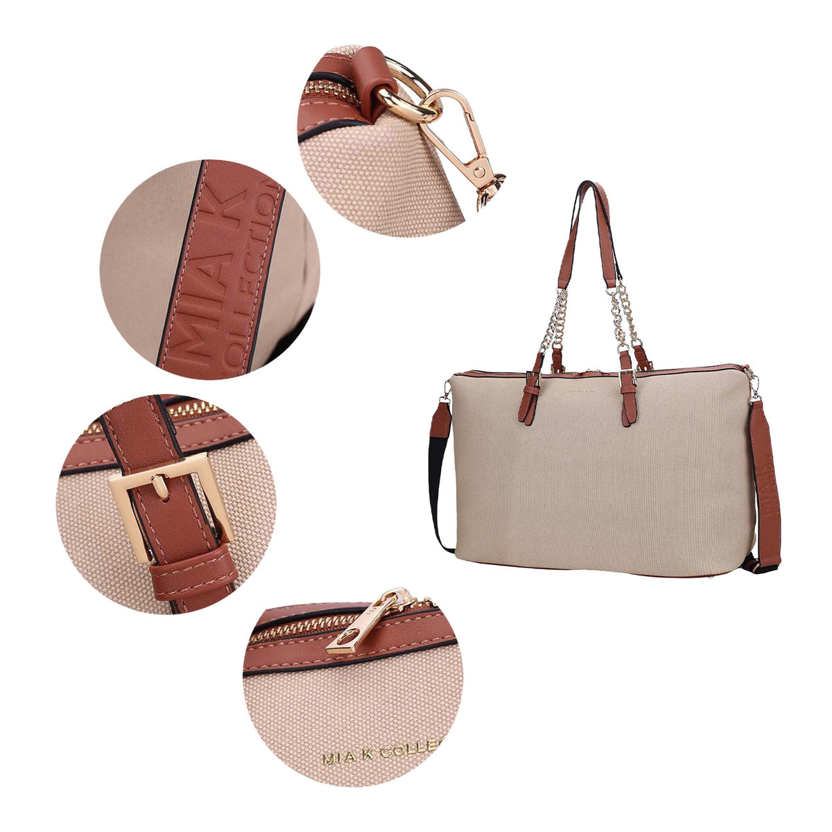 MKF Collection Zephyra Weekender Duffle Bag - Dark Beige