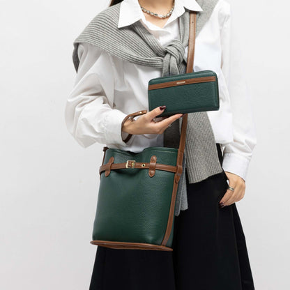 MKF Collection Odette 2-Piece Bucket Bag & Wallet - Forest Green