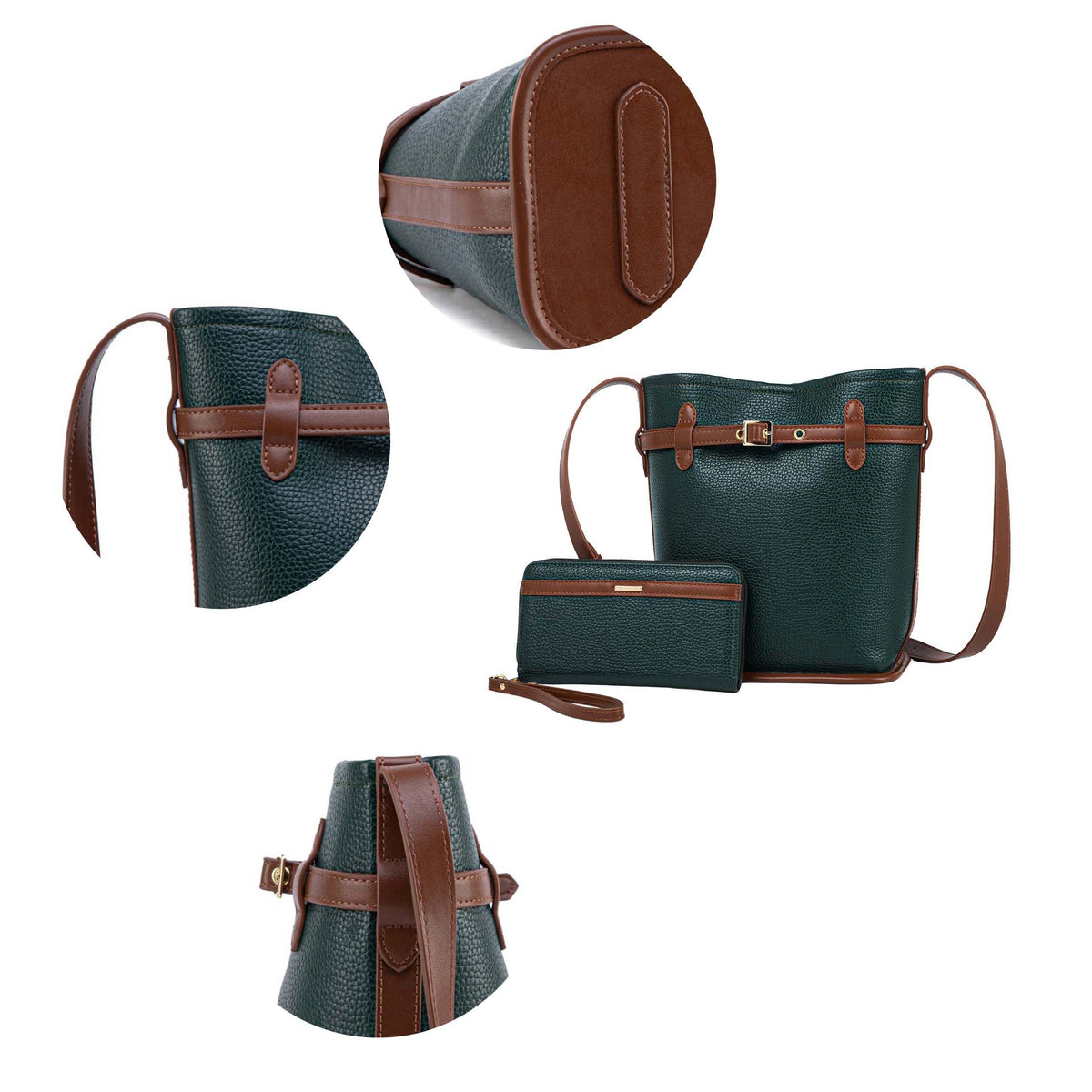 MKF Collection Odette 2-Piece Bucket Bag & Wallet - Forest Green