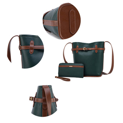 MKF Collection Odette 2-Piece Bucket Bag & Wallet - Forest Green