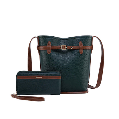 MKF Collection Odette 2-Piece Bucket Bag & Wallet - Forest Green