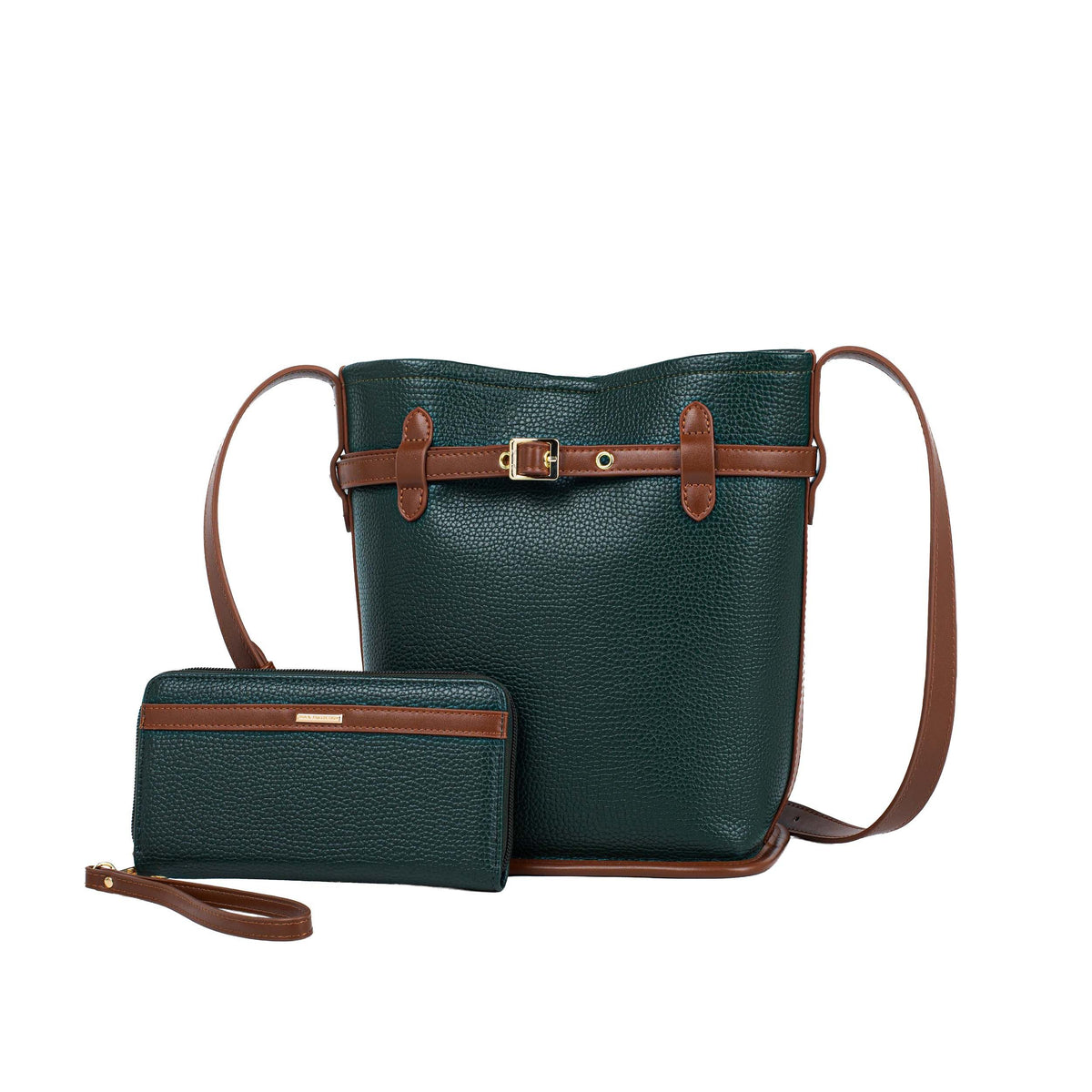 MKF Collection Odette 2-Piece Bucket Bag & Wallet - Forest Green
