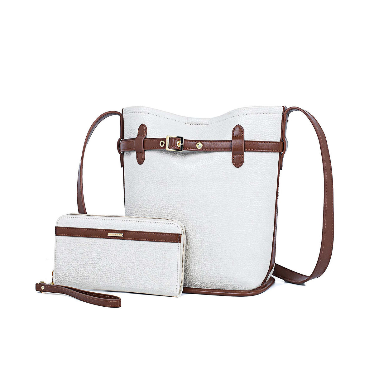 MKF Collection Odette 2-Piece Bucket Bag & Wallet - Beige
