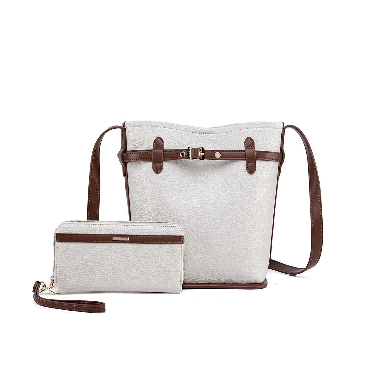 MKF Collection Odette 2-Piece Bucket Bag & Wallet - Beige