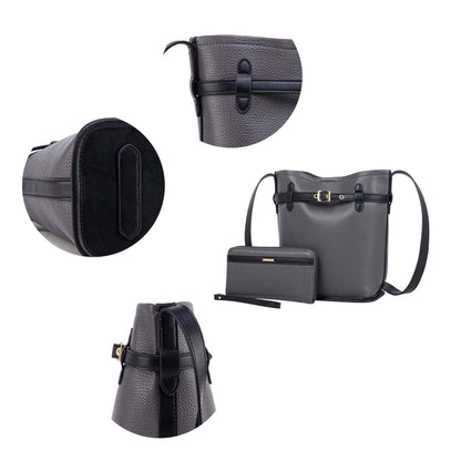 MKF Collection Odette 2-Piece Bucket Bag & Wallet - Charcoal