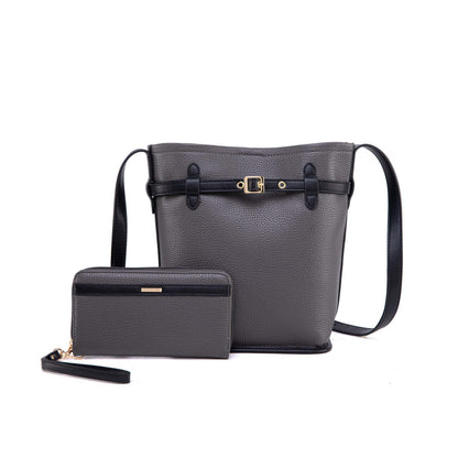MKF Collection Odette 2-Piece Bucket Bag & Wallet - Charcoal