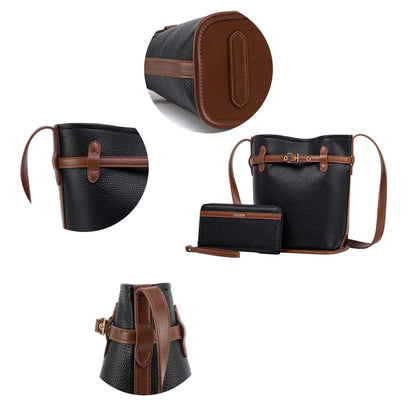 MKF Collection Odette 2-Piece Bucket Bag & Wallet - Black