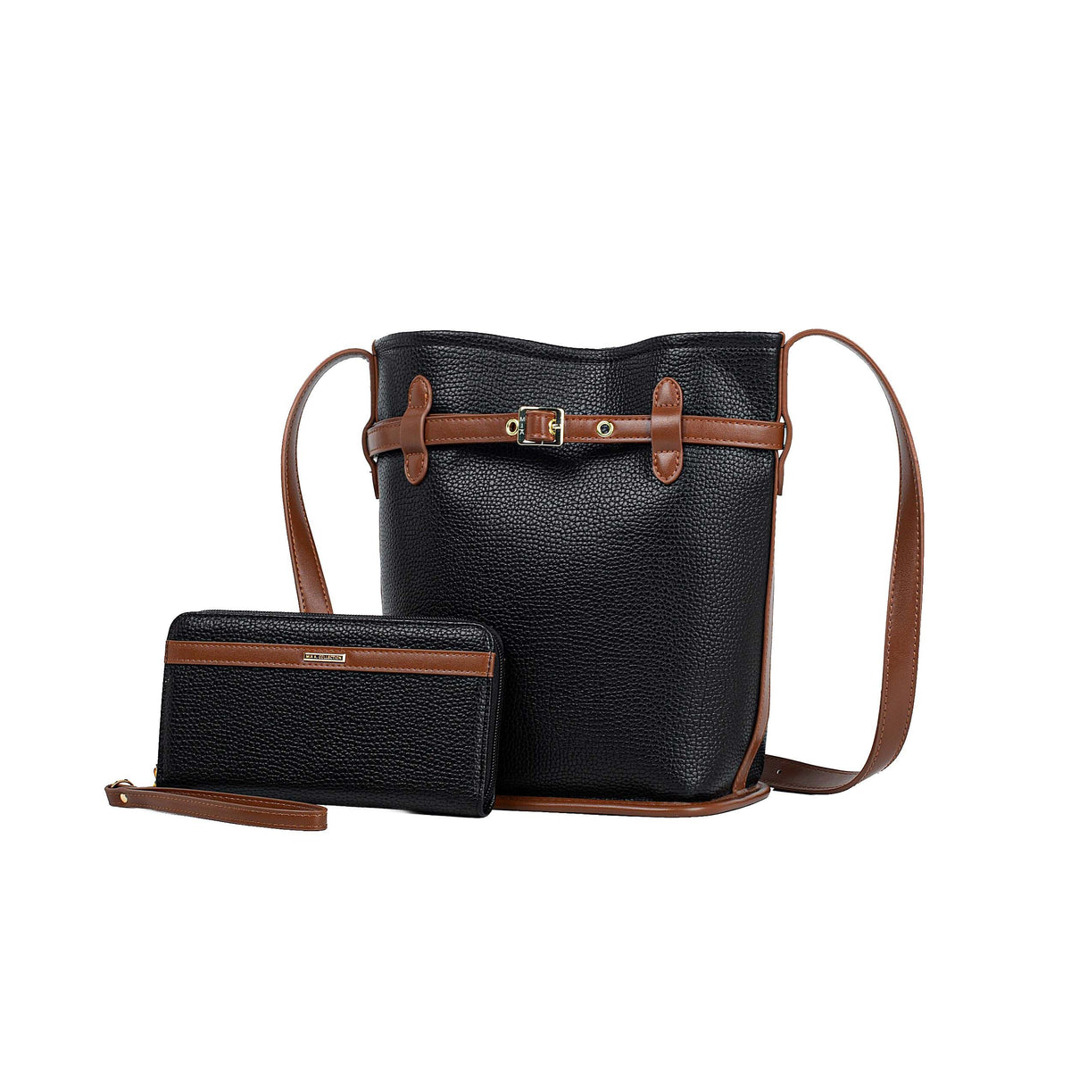 MKF Collection Odette 2-Piece Bucket Bag & Wallet - Black