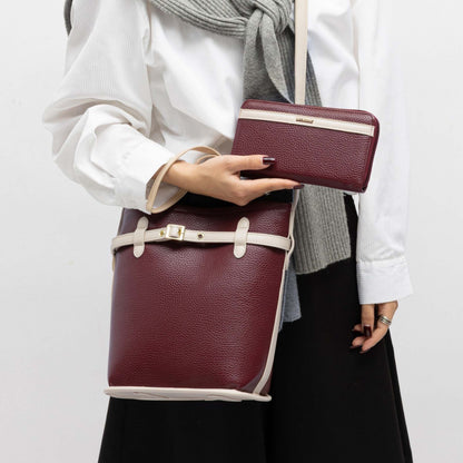 MKF Collection Odette 2-Piece Bucket Bag & Wallet - Burgundy