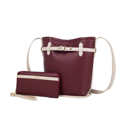 MKF Collection Odette 2-Piece Bucket Bag & Wallet - Burgundy