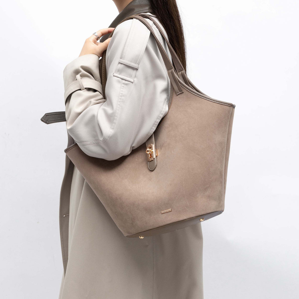 MKF Collection Joyce Shoulder Top Handle Bag - Taupe