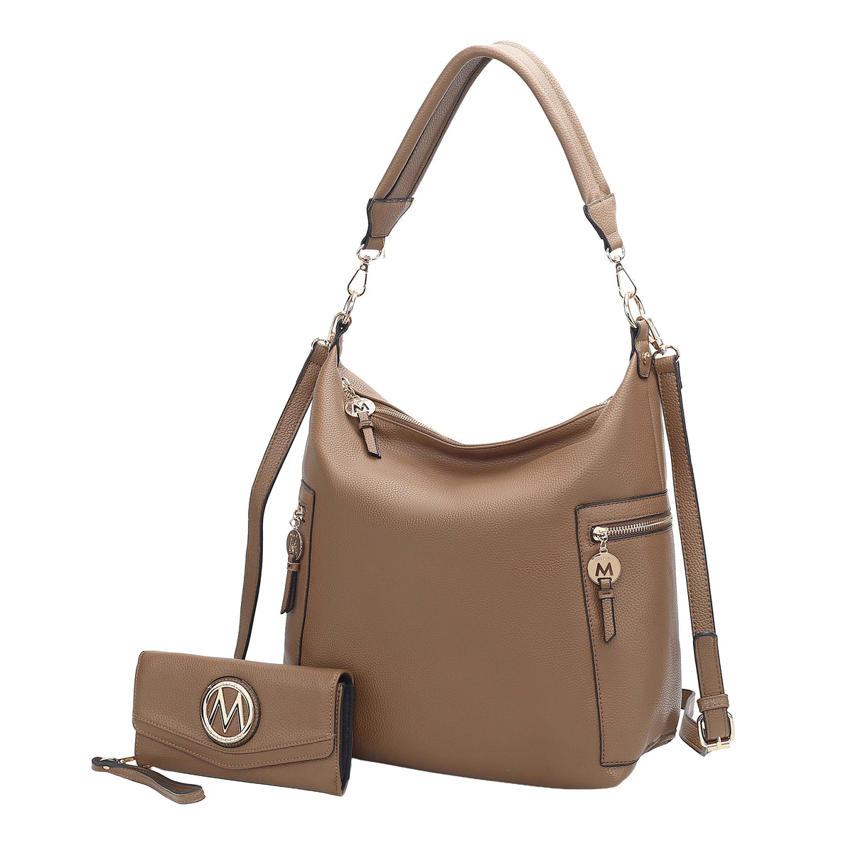 MKF Collection Ophelia Vegan Leather Women Hobo Bag with Wallet - Khaki