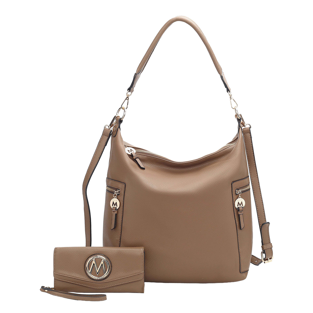 MKF Collection Ophelia Vegan Leather Women Hobo Bag with Wallet - Khaki