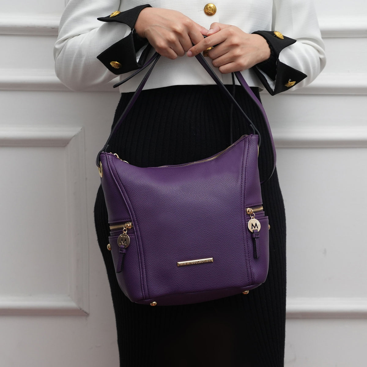 MKF Collection Lux Hobo Bag with Wallet - Purple