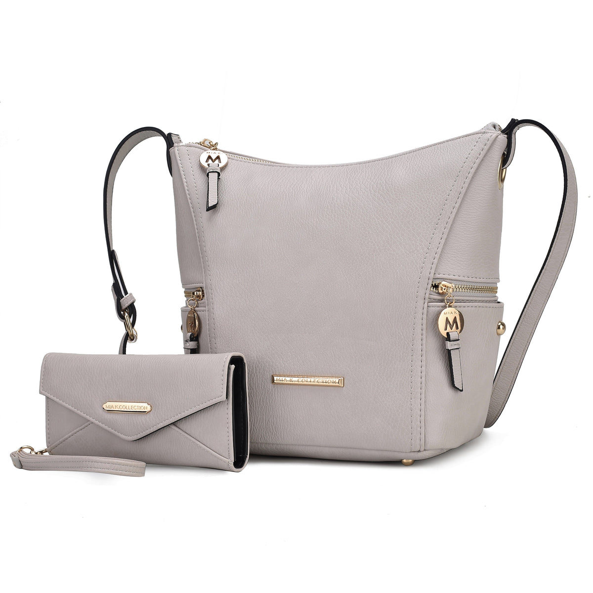 MKF Collection Lux Hobo Bag with Wallet - Light Grey