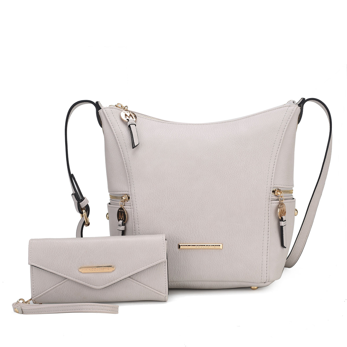 MKF Collection Lux Hobo Bag with Wallet - Light Grey