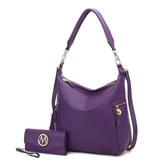MKF Collection Ophelia Vegan Leather Women Hobo Bag with Wallet - Purple