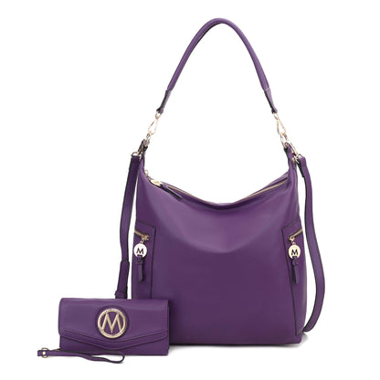 MKF Collection Ophelia Vegan Leather Women Hobo Bag with Wallet - Purple
