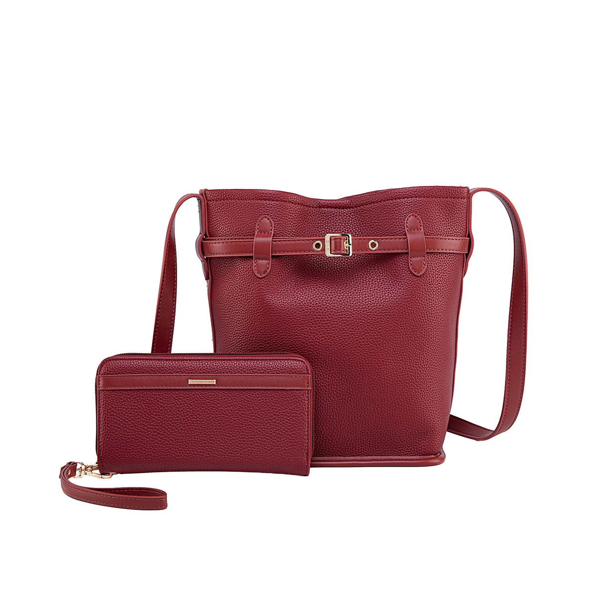 MKF Collection Odette 2-Piece Bucket Bag & Wallet - Burnt Orange