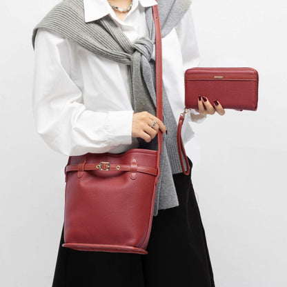 MKF Collection Odette 2-Piece Bucket Bag & Wallet - Burnt Orange